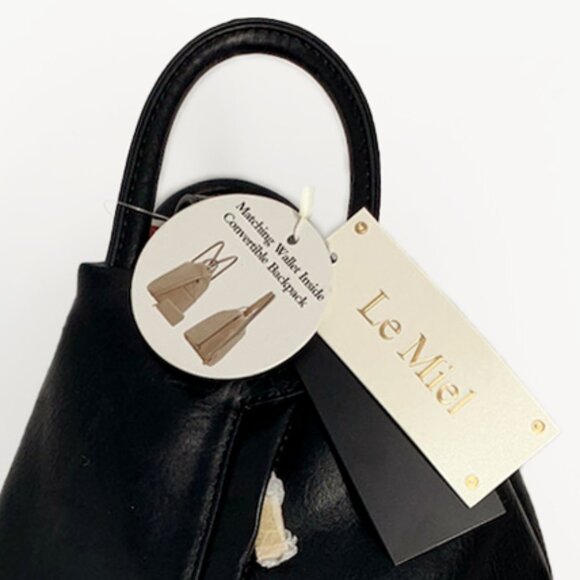 Le Miel | Faux Leather Convertible Backpack + Wallet | NWT main image 6